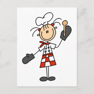 Vrouw Chef met Oven Mitts Tshirts en Gifts Briefkaart