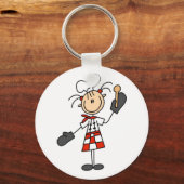 Vrouw Chef met Oven Mitts Tshirts en Gifts Sleutelhanger (Voorkant)