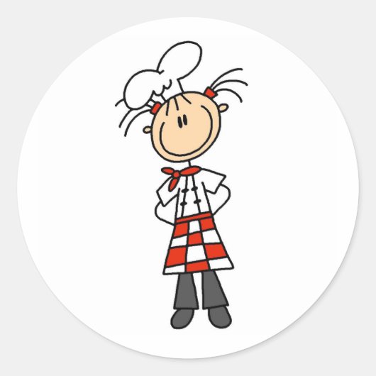 Vrouw Chef Ronde Sticker (Voorkant)