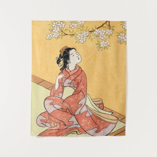 Vrouw & Cherry Blossom #2 Wandkleed (Voorkant)