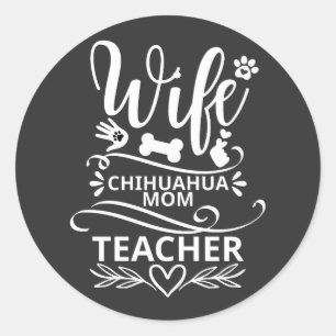 Vrouw Chihuahua Moeder Leraar Grappige Hond Ronde Sticker