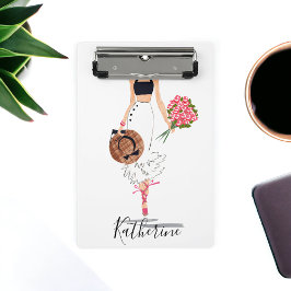 Vrouw Chique Mode Stijlvolle witte rok bloemen Mini Klembord