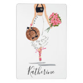 Vrouw Chique Mode Stijlvolle witte rok bloemen Mini Klembord (Achterkant)