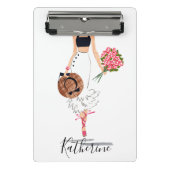Vrouw Chique Mode Stijlvolle witte rok bloemen Mini Klembord (Voorkant)