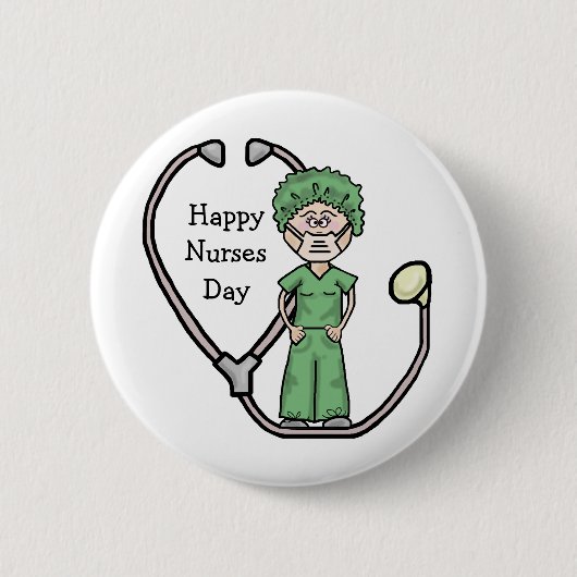 Vrouw chirurgische verpleegkundige Button past hem (Voorkant)