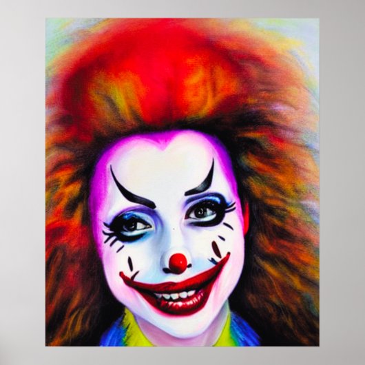 vrouw Clown AI Art Poster (Voorkant)