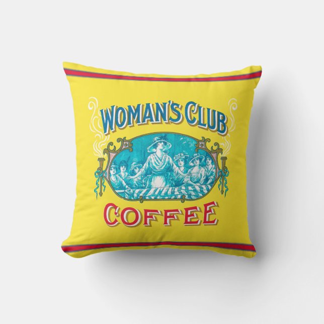 Vrouw Club Coffee Kussen (Voorkant)