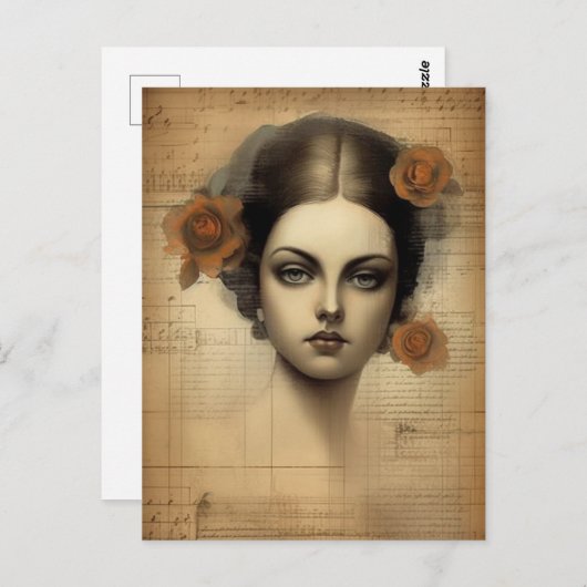 vrouw collage briefkaart (Voorkant / Achterkant)