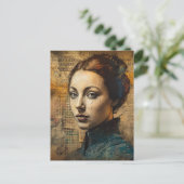 Vrouw Collage Grunge Briefkaart (Staand voorkant)