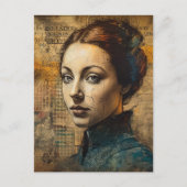Vrouw Collage Grunge Briefkaart (Voorkant)
