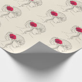 Vrouw Continue lijn met rode roze op haar haar haa Cadeaupapier (Hoek)