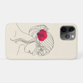 Vrouw Continue lijn met rode roze op haar haar haa Case-Mate iPhone Case (Achterkant (horizontaal))