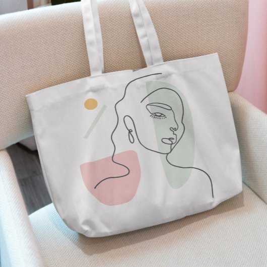 Vrouw Continuous Line Canvas tas