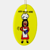 Vrouw Cooking Cartoon Keramisch Ornament (Rechts)