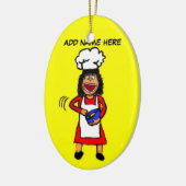 Vrouw Cooking Cartoon Keramisch Ornament (Links)