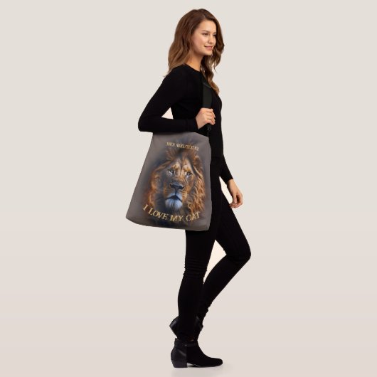 Vrouw Cross-body tas "Ik hou van mijn kat" aangepa (Op model)
