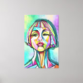 Vrouw Cubisme Kunststijl Canvasprint Canvas Afdruk (Voorkant)