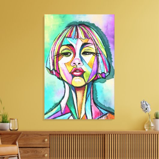 Vrouw Cubisme Kunststijl Canvasprint Canvas Afdruk (Insitu (Woonkamer))