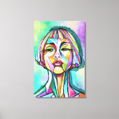 Vrouw Cubisme Kunststijl Canvasprint Canvas Afdruk (Voorkant)