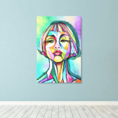 Vrouw Cubisme Kunststijl Canvasprint Canvas Afdruk (Insitu (Houten vloer))