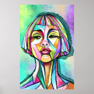 Vrouw Cubisme Kunststijl Poster