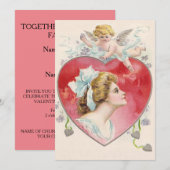 Vrouw Cupido Hart Madelief Bruiloft Uitnodiging (Voorkant / Achterkant)