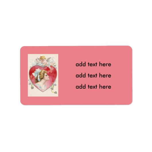 Vrouw Cupido Hart Madeliefje Etiket (Voorkant)