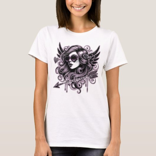 Vrouw Cupido hartbreker met pijl T-shirt (Voorkant)