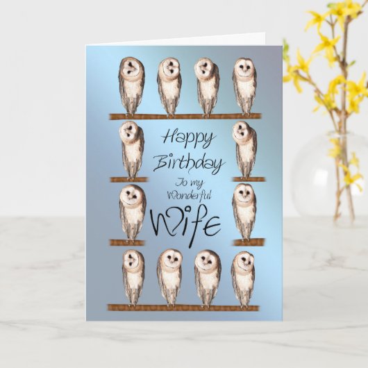 Vrouw, Curious uilen verjaardagskaart. Kaart (Gele Bloem)