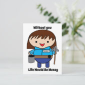 Vrouw Custodian Life Messy Funny Personaliseren Briefkaart (Staand voorkant)