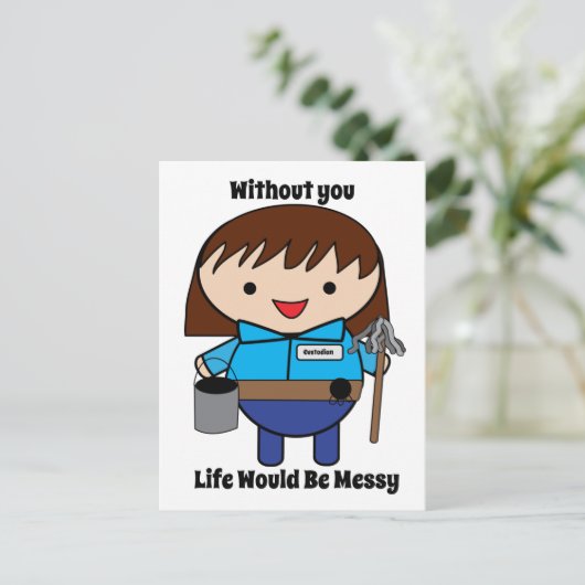 Vrouw Custodian Life Messy Funny Personaliseren Briefkaart (Staand voorkant)