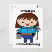Vrouw Custodian Life Messy Funny Personaliseren Briefkaart (Voorkant / Achterkant)