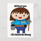 Vrouw Custodian Life Messy Funny Personaliseren Briefkaart (Voorkant)