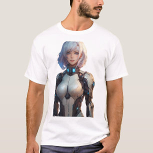 Vrouw Cyborg anime stijl T-shirt