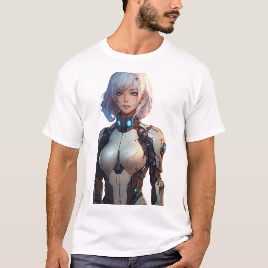 Vrouw Cyborg anime stijl T-shirt (Voorkant)