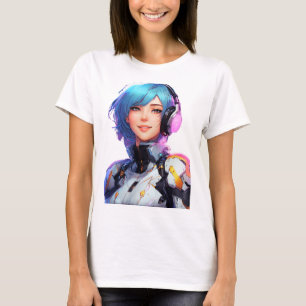 Vrouw Cyborg anime stijl T-shirt
