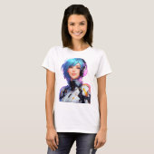 Vrouw Cyborg anime stijl T-shirt (Voorkant volledig)
