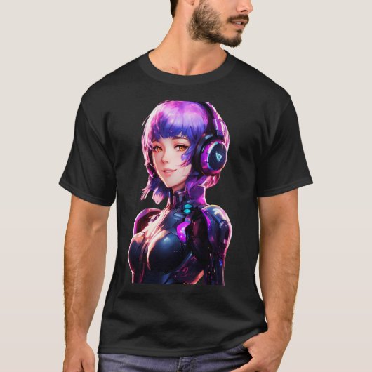 Vrouw Cyborg anime stijl T-shirt (Voorkant)