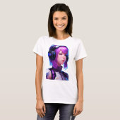 Vrouw Cyborg anime stijl T-shirt (Voorkant volledig)
