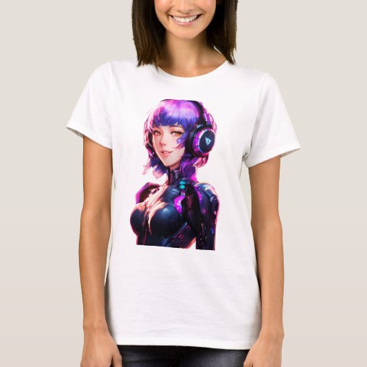 Vrouw Cyborg anime stijl T-shirt (Voorkant)