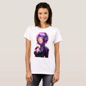 Vrouw Cyborg anime stijl T-shirt (Voorkant volledig)