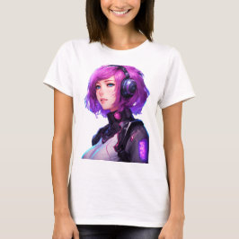Vrouw Cyborg anime stijl T-shirt
