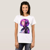 Vrouw Cyborg anime stijl T-shirt (Voorkant volledig)