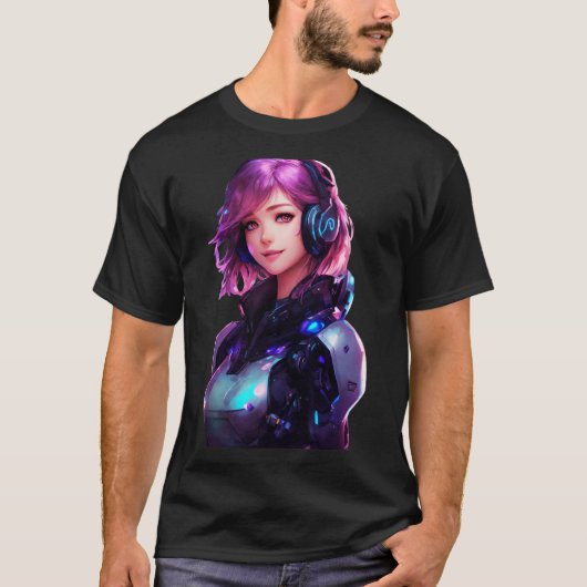 Vrouw Cyborg anime stijl T-shirt (Voorkant)