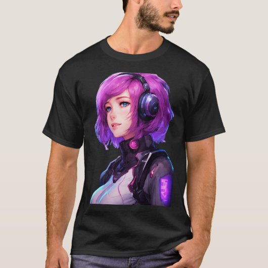 Vrouw Cyborg anime stijl T-shirt (Voorkant)