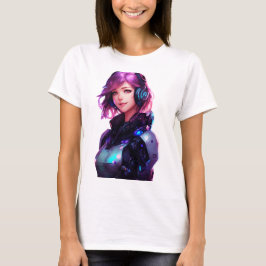 Vrouw Cyborg anime stijl T-shirt