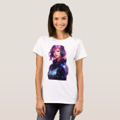 Vrouw Cyborg anime stijl T-shirt (Voorkant volledig)