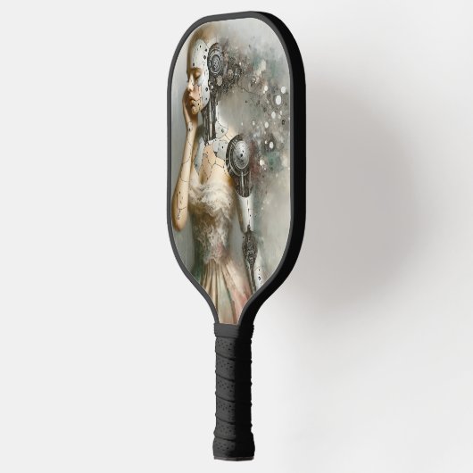 Vrouw Cyborg Vrouw AI Kunst Gepersonaliseerd Pickleball Paddle (Links)