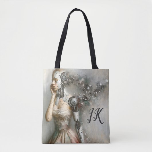 Vrouw Cyborg Vrouw AI Kunst Gepersonaliseerd Tote Bag (Voorkant)