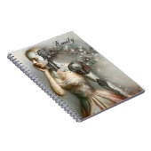 Vrouw Cyborg Vrouw AI Kunst Notitieboek (Rechterzijde)